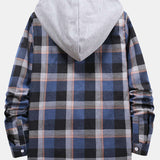 Multi Color Plaid Hooded Shirts with Drawstring