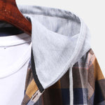 Multi Color Plaid Hooded Shirts with Drawstring
