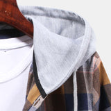 Multi Color Plaid Hooded Shirts with Drawstring