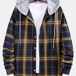Contrast Patchwork Hooded Plaid Shirts
