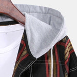 Contrast Patchwork Hooded Plaid Shirts