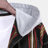 Contrast Patchwork Hooded Plaid Shirts