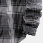 Curved Hem Contrast Hooded Plaid Shirts