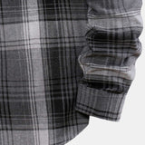 Curved Hem Contrast Hooded Plaid Shirts