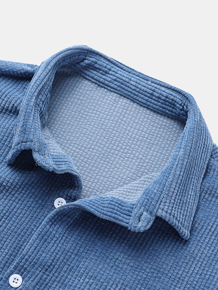 Corduroy Basic Short Sleeve Shirts