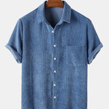 Corduroy Basic Short Sleeve Shirts