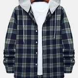 Contrast Hooded Button Up Shirt