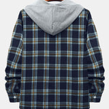 Contrast Hooded Button Up Shirt