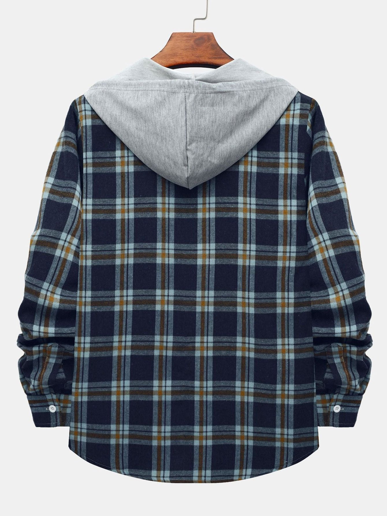 Contrast Hooded Button Up Shirt