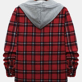 Contrast Hooded Button Up Shirt