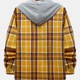 Contrast Button Up Hooded Shirt