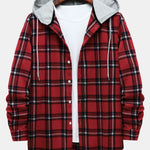 Contrast Hooded Button Up Shirt
