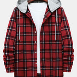 Contrast Hooded Button Up Shirt