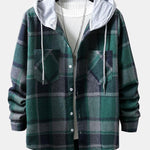 Long Sleeve Hooded Flannel Plaid Overshirt