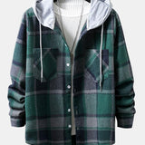 Long Sleeve Hooded Flannel Plaid Overshirt