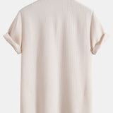 Waffle Polo Collar Shirt with Pocket & Waffle Shorts Set