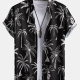 Palm Tree Print Shirt & Swim Shorts Set