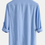 Long Sleeve Linen Henley Collar Shirt