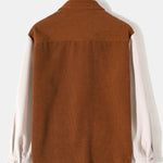 Long Sleeve Color Block Corduroy Shirt