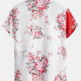 Two Tone Rose Print Button Up Shirt