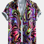 Colorful Fluid Smiley Print Button Up Shirt