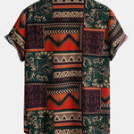 Floral Geometric Patchwork Print Cotton Shirt