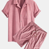 Short Sleeve Corduroy Cuban Shirt & Shorts Set