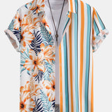Tropical Stripe Panel Shirt & Swim Shorts Set