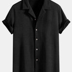 Short Sleeve Geometry Textured Cuban Shirt