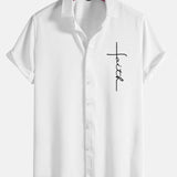 Faith Letter Print Button Up Shirt
