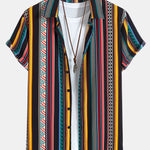 Ethnic Geometric Print Shirt & Swim Shorts Set