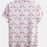 Flamingo Print Button Up Shirt