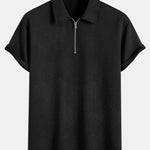 Stripe Jacquard Zip Up Polo & Shorts Set