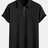 Stripe Jacquard Zip Up Polo & Shorts Set