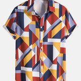 Geometric Print Shirt & Swim Shorts Set