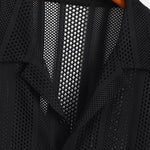 Mesh Textured Shirt & Straight Leg Linen Pants Set