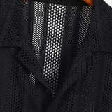 Mesh Textured Shirt & Straight Leg Linen Pants Set