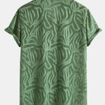 Jacquard Texture Cuban Shirt & Straight Leg Linen Pants Set