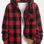 Teddy Lined Flannel Plaid Hooded Shirt
