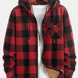 Teddy Lined Flannel Plaid Hooded Shirt