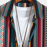 Ethnic Geometric Print Shirt & Swim Shorts Set
