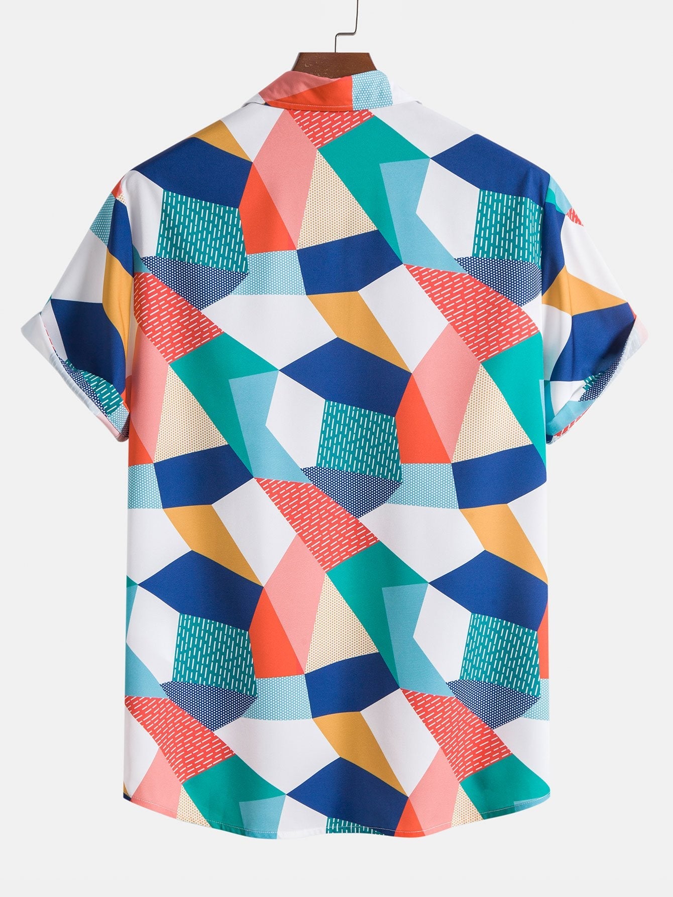 Color Block Geometric Print Shirt