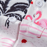 Palm Tree Flamingo Print Button Up Shirt