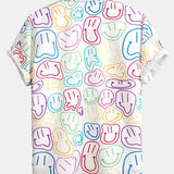Colorful Smiley Print Button Up Shirt