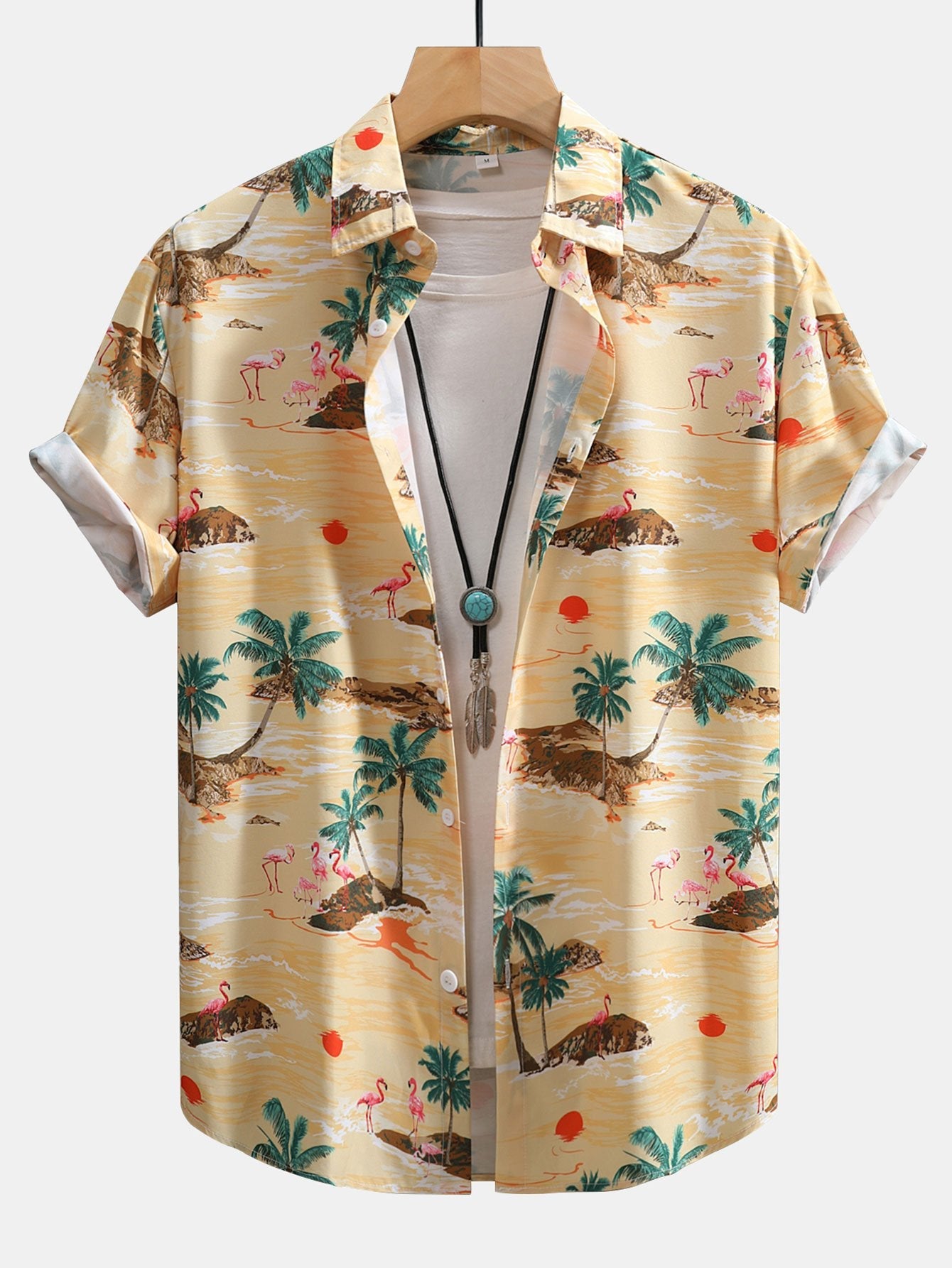 Flamingo Habitat Print Button Up Shirt