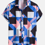Color Block Stripe Print Shirt & Swim Shorts Set