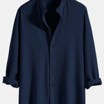 Long Sleeve Muscle Fit Ribbed Stand Collar Shirt & Ribbed Pants Set