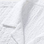 Geometric Jacquard Textured Cuban Shirt & Linen Cotton Blend Shorts Set