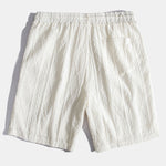 Geometric Jacquard Eyelet Cuban Shirt & Textured Shorts with Lining Set