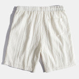 Geometric Jacquard Eyelet Cuban Shirt & Textured Shorts with Lining Set